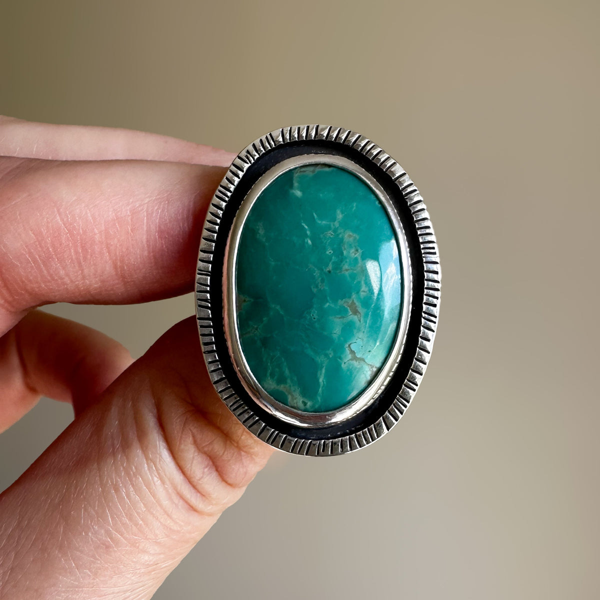 Open Sky Turquoise ring size 9.25 close up, natural stone clean setting Natural Earth Collective Ohio