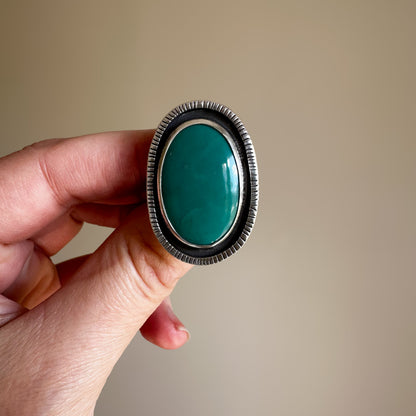 Open Sky Turquoise ring size 7.75 close up, natural stone clean setting Natural Earth Collective Ohio