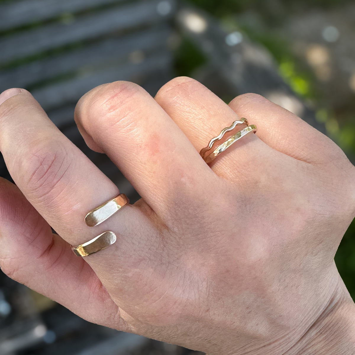 Wave stacking ring in stack styled, artisan jewelry Natural Earth Collective Ohio