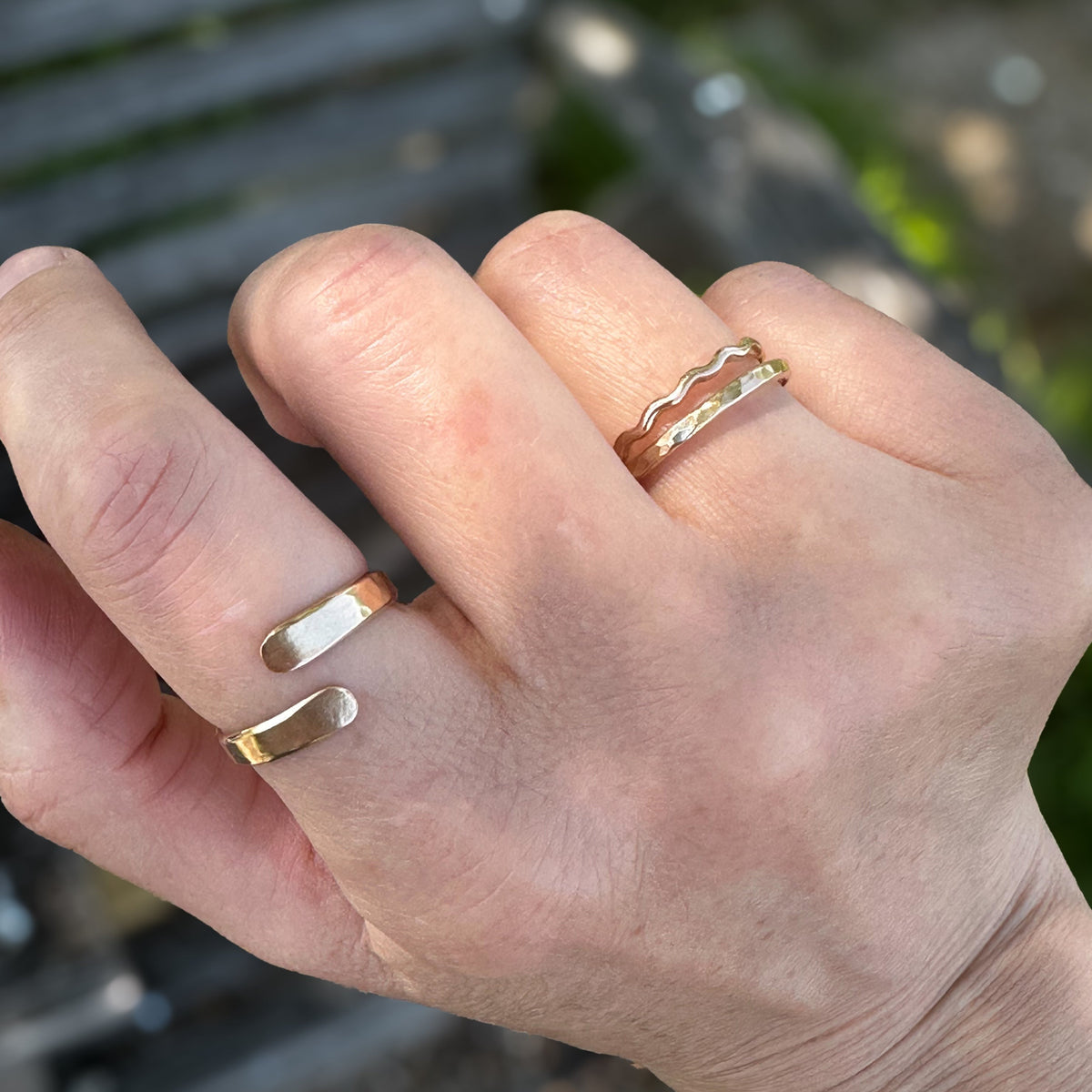 Wanderlust wrap ring on hand, handcrafted sterling silver Natural Earth Collective Ohio