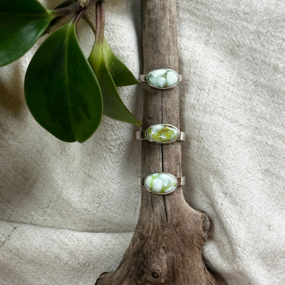 Palomino Variscite ring detail, soft blue-green variscite Natural Earth Collective Ohio