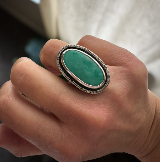 Open Sky Turquoise ring size 8.5, single natural turquoise sterling silver Natural Earth Collective Ohio