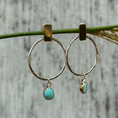 Kingman Turquoise hoop earrings No.3 styled, artisan jewelry Natural Earth Collective Ohio