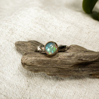 Ethiopian Opal ring No.1 on hand, one of a kind artisan jewelry Natural Earth Collective Ohio