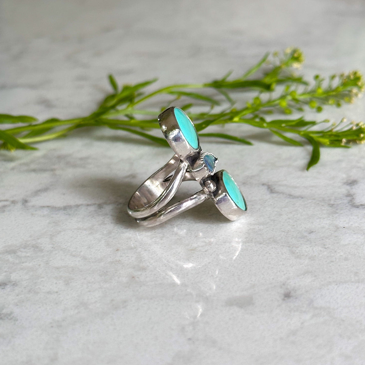 Australian Boulder Opal turquoise ring side view, handcrafted artisan jewelry Natural Earth Collective Ohio