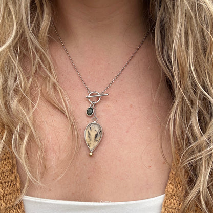 Agate and tourmaline toggle necklace No.2 styled, one of a kind Natural Earth Collective Ohio
