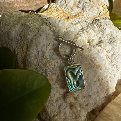 Abalone toggle necklace styled, one of a kind artisan ocean jewelry Natural Earth Collective Ohio