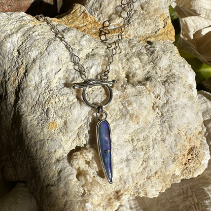 Spike Australian Boulder Opal toggle necklace, violet hues natural ironstone silhouette Natural Earth Collective Ohio