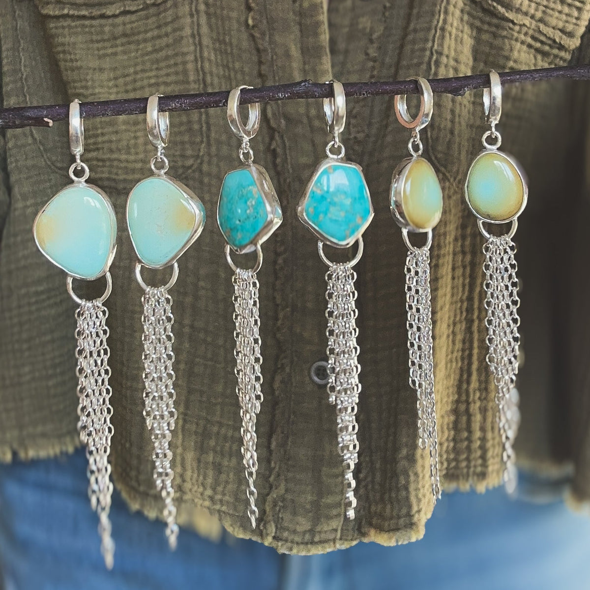 Lone Mountain Turquoise earrings No.3 styled, classic Nevada turquoise Natural Earth Collective Ohio