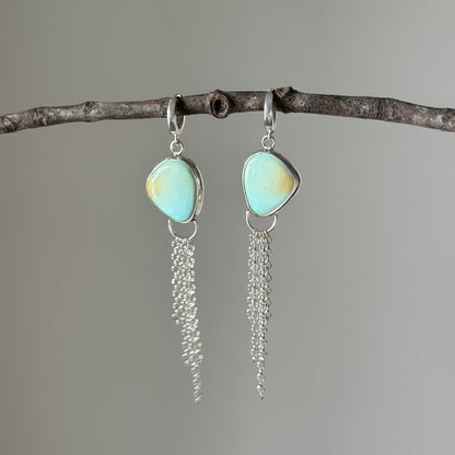 Lone Mountain Turquoise Mist earrings No.2, pale aqua with touch of olive fine silver Natural Earth Collective Ohio