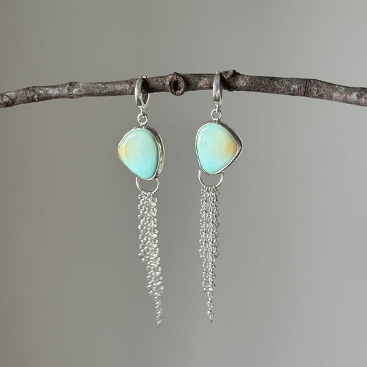 Lone Mountain Turquoise Mist earrings No.2, pale aqua with touch of olive fine silver Natural Earth Collective Ohio