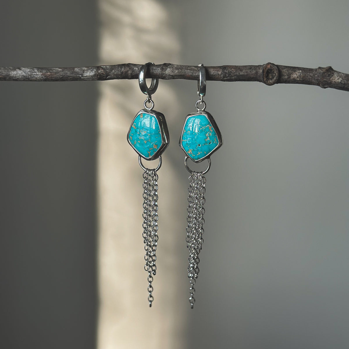 Lone Mountain Turquoise Mist earrings No.3, classic pale aqua fine silver Natural Earth Collective Ohio