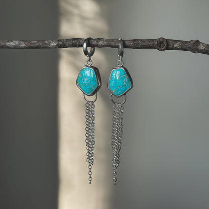 Lone Mountain Turquoise Mist earrings No.3, classic pale aqua fine silver Natural Earth Collective Ohio
