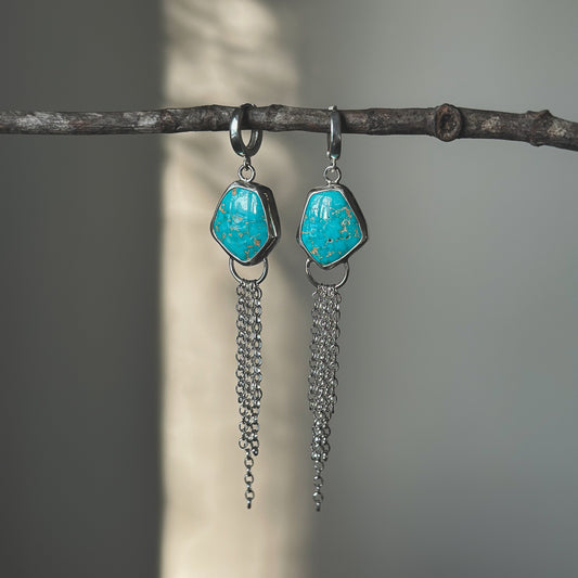 Lone Mountain Turquoise Mist earrings No.3, classic pale aqua fine silver Natural Earth Collective Ohio