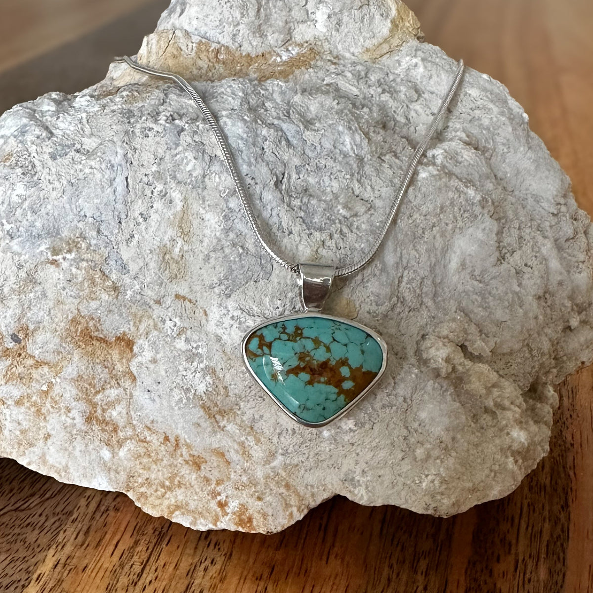 Kingman Turquoise pendant on chain, interchangeable artisan jewelry Natural Earth Collective Ohio