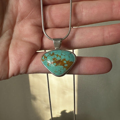 Kingman Turquoise pendant close up, classic Arizona blue natural stone Natural Earth Collective Ohio