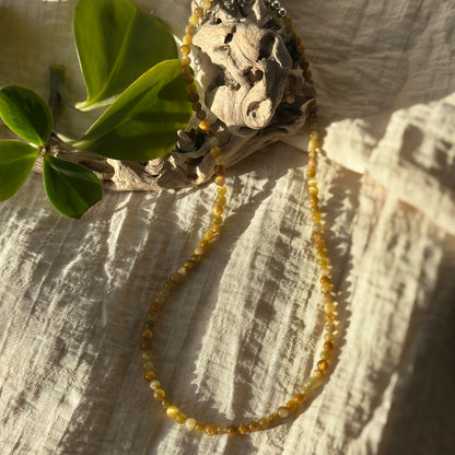 Yellow Tiger's Eye beaded layering necklace, golden chatoyancy round beads sterling silver Natural Earth Collective Ohio