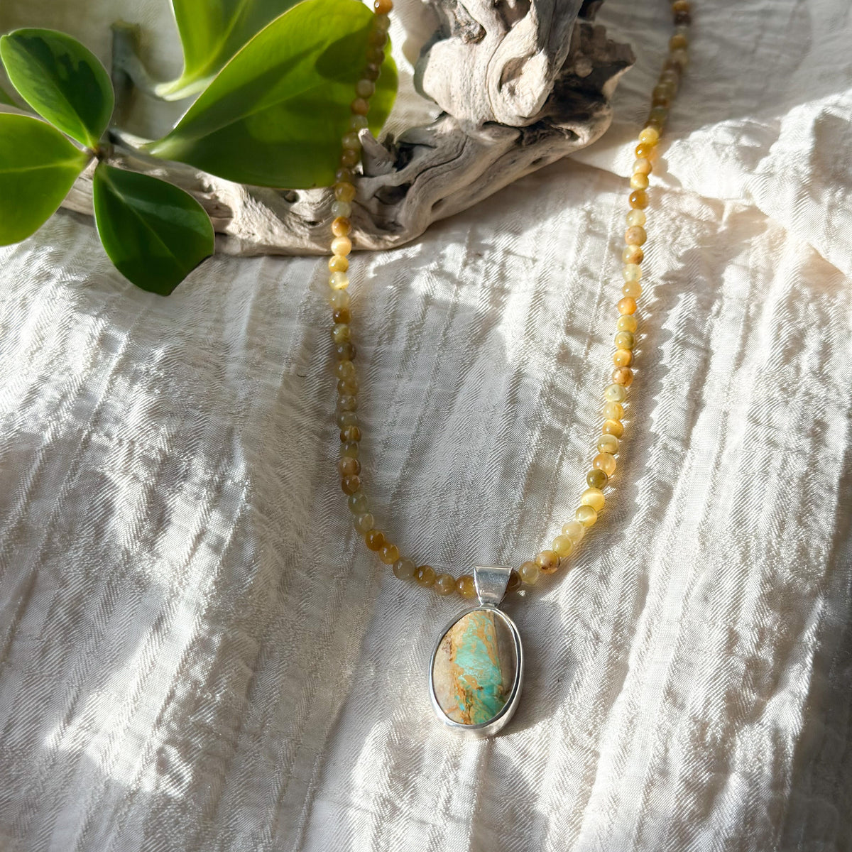 Royston Ribbon pendant on chain, interchangeable artisan jewelry Natural Earth Collective Ohio