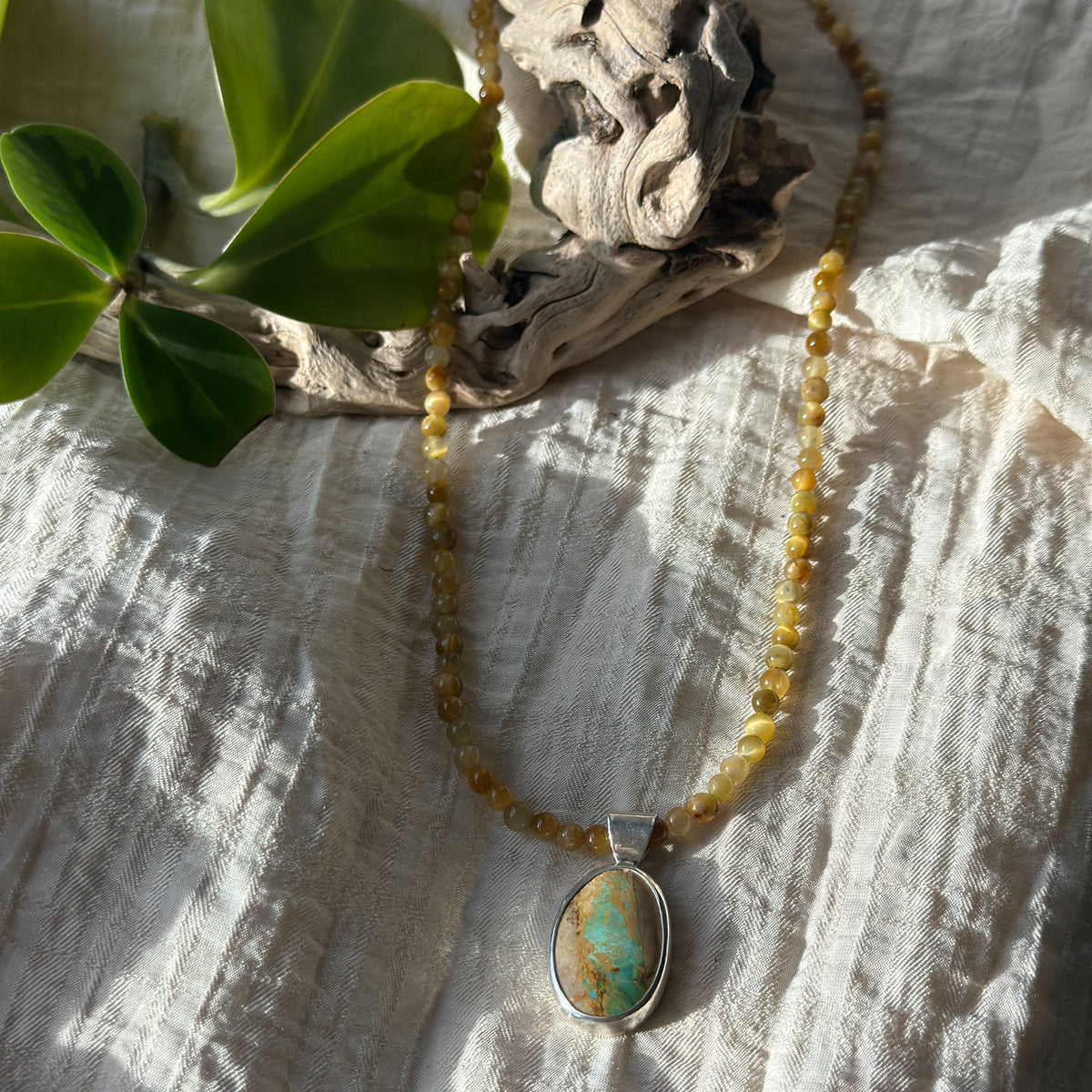 Yellow Tiger's Eye necklace styled, warm golden layering necklace Natural Earth Collective Ohio