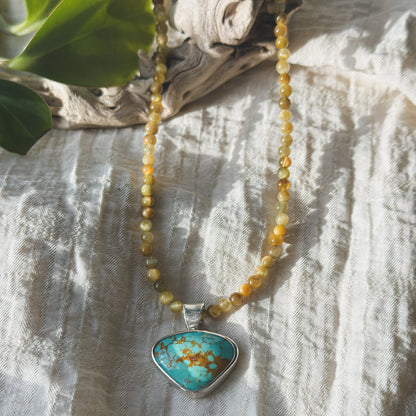Tiger's Eye beaded necklace detail, sterling silver accents Natural Earth Collective Ohio