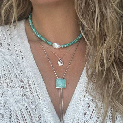 Sterling silver organic token necklace styled, handcrafted artisan jewelry Natural Earth Collective Ohio