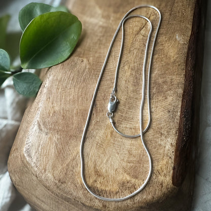 Sterling silver snake chain 24 inch, smooth fluid drape pendant or layering chain Natural Earth Collective Ohio