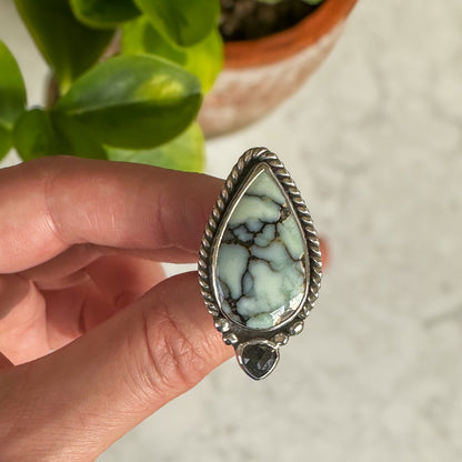 Aloe Variscite and moss aquamarine sterling silver ring size 7.5, watery blue-green natural stone Natural Earth Collective Ohio