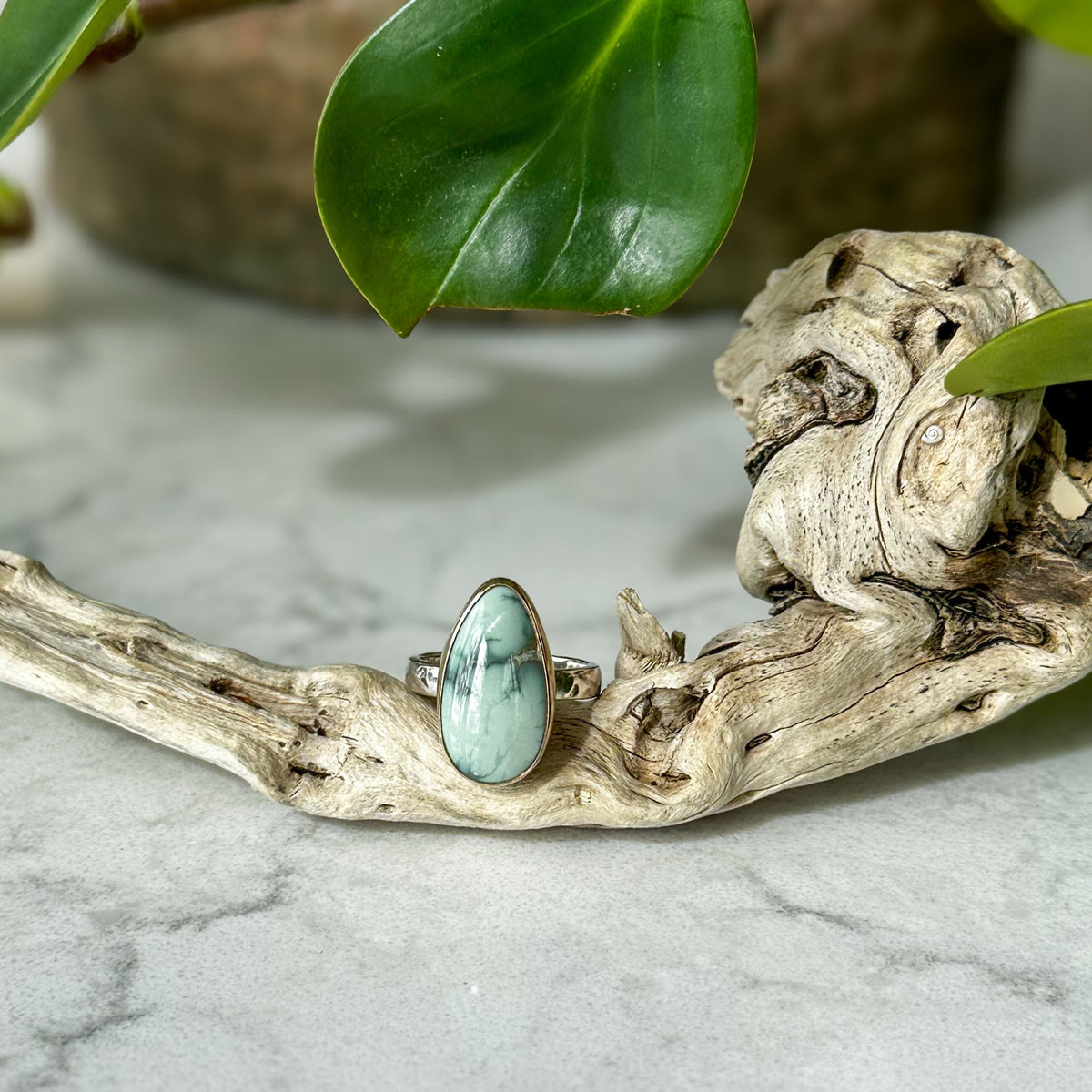 Colina Verde Variscite ring No.2 size 6, high grade mint green 14k gold filled sterling silver Natural Earth Collective Ohio