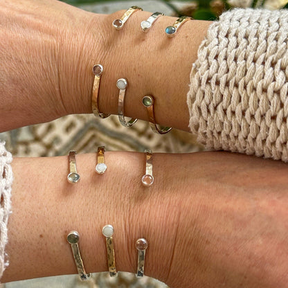 Gemstone cuff bracelet collection, handcrafted sterling silver Natural Earth Collective Ohio
