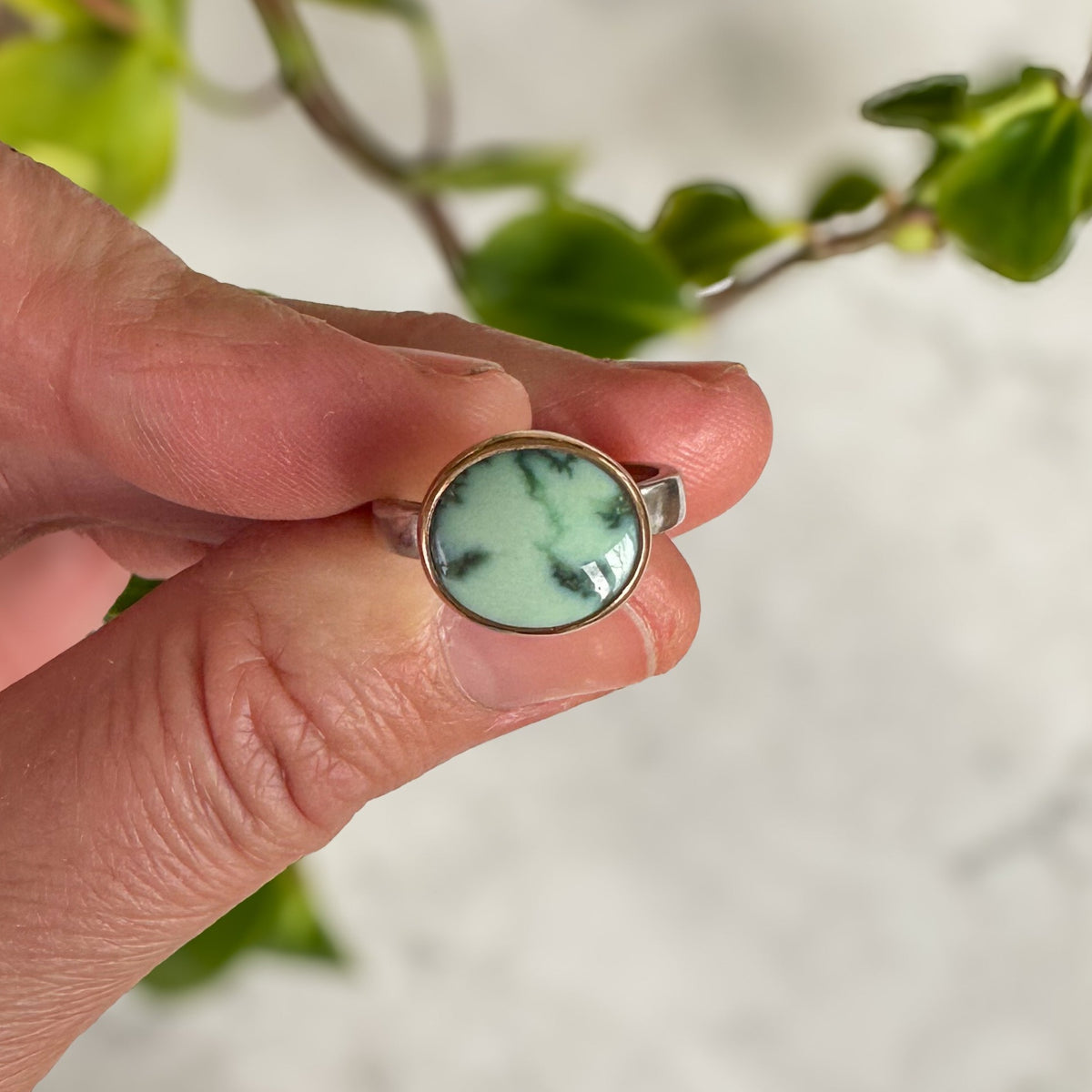 Colina Verde Variscite ring No.3 size 5, high grade mint green 14k gold filled Natural Earth Collective Ohio