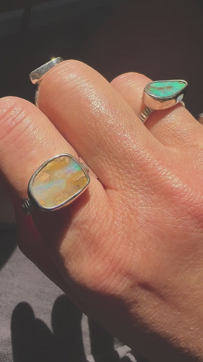 Purple Australian Boulder Opal ring ( Size 6)